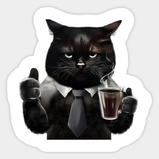 Bossy Cat Coffee Thumbs-Up Sticker